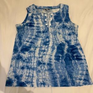 Blue and White Sleeveless Tank Top